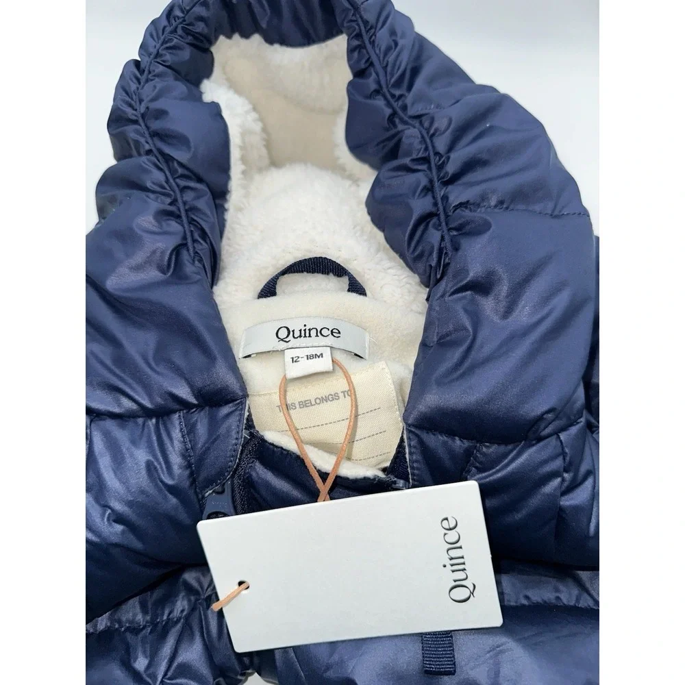 Quince Navy Blue Heavyweight Down Puffer Bunting Unisex 12-18 months MSRP $169